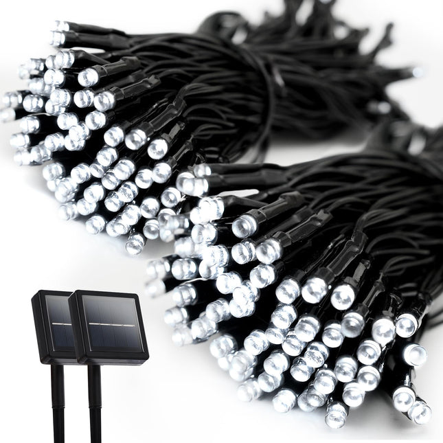 2 Pack 240 Led Outdoor String Lights Solar Total 110FT Solar String Lights Outdoor Waterproof with 8 Mode - solar powered christmas lights outdoor for Tree Patio Christmas Decoration Cool White