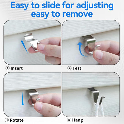 Heavy Duty Stainless Steel Vinyl Siding Hooks, No Hole Vinyl Siding Hooks Siding Clips for Hanging on Patio, Wreath Door Hanger, Sturty No Drill Vinyl Siding Hooks for Outdoor Wall Decor (15 Pack)