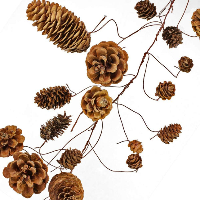 Supla 55" Long Rustic Assorted 78 Pcs Pine Cones Holiday Twig Garland Dried Natural Hanging Pinecones String Various Pine Cones Vine for Christmas Winter Festival Table Runner Indoor Outdoor Décor