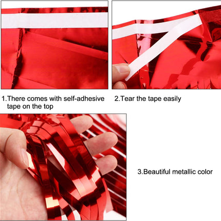 4 Packs 10 Feet Fringe Garland Christmas Foil Fringe Garland Metallic Tinsel Foil Garland Wall Hanging Fringe Banner for Wedding Birthday Parties Holiday Decorations and More (Red and Green)