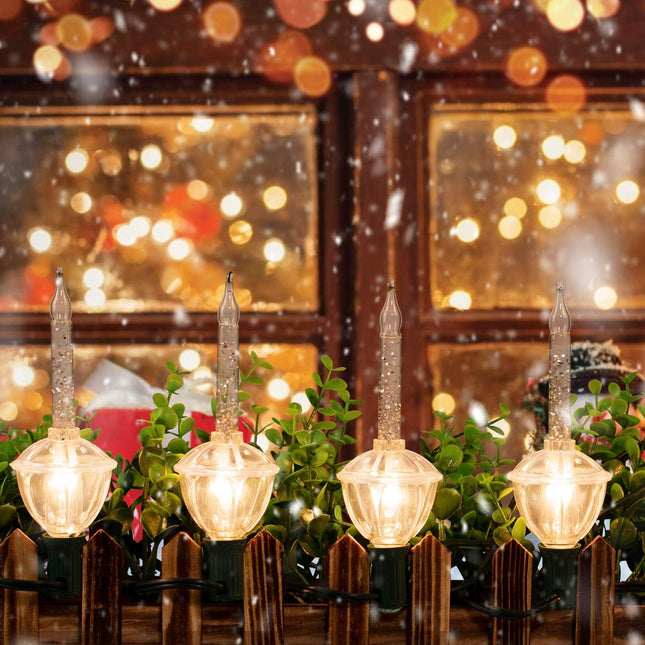 Bubble String Lights, 2 Pcak 9 Counts Traditional Clear Bubble Bulbs with Silver Glitter, Christmas Bubble Lights for Tree Holiday Christmas Celebrations Lighting, Green Wire