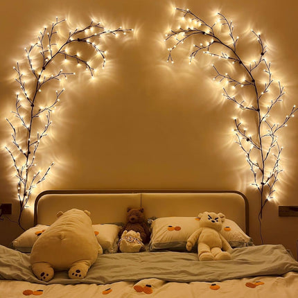 The Lighted Willow Vine Plants for Living Room Decor,LKGOOD Christmas Decorations, Light Trees with 144 LEDs Plug in for Decoration Inside(1PCS Black)