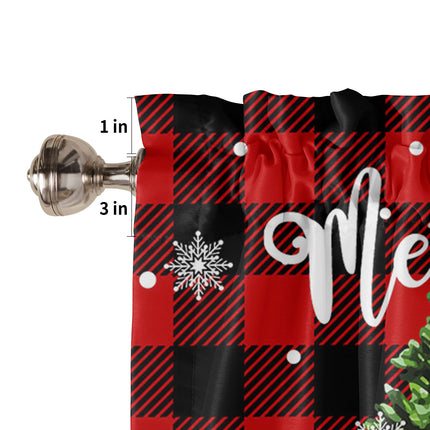 Christmas Valance for Windows Snowman with Xmas Tree Window Toppers Valances Rod Pocket 1 Panel Red Buffalo Plaid Check Window Treatments for Kitchen Bathroom Bedroom 54 x 18 inch