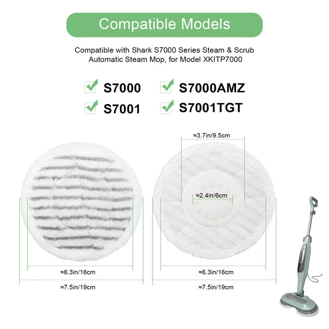 12 Pack S7001 S7201 S7000Amz Steam Mop Pads For Shark S7000 S7001Tgt S7005 S7020 Steam & Scrub Allinone Scrubbing Hard Floor Steam Mop Dirt Grip Soft Scrub Washable Pad. Part Xkitp7000