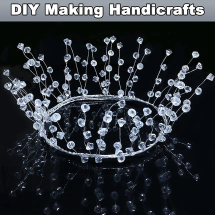 Jishi Christmas Garland 20 FT Crystal Diamond Ice Wire Clear Bead Garland for Christmas Tree Decorations Indoor Winter Wonderland Home Decor for Living Room Bedroom Fireplace Mantle Mantel, Wreath DIY