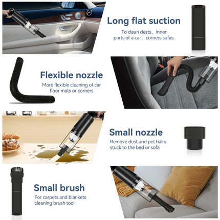 Handheld Vacuum Cordless Rechargeable With Led, Car Vacuum Cleaner High Power With Low Noise, Portable Hand Held Vacuum For Car Office Pet Hair Dust And Home Cleaning