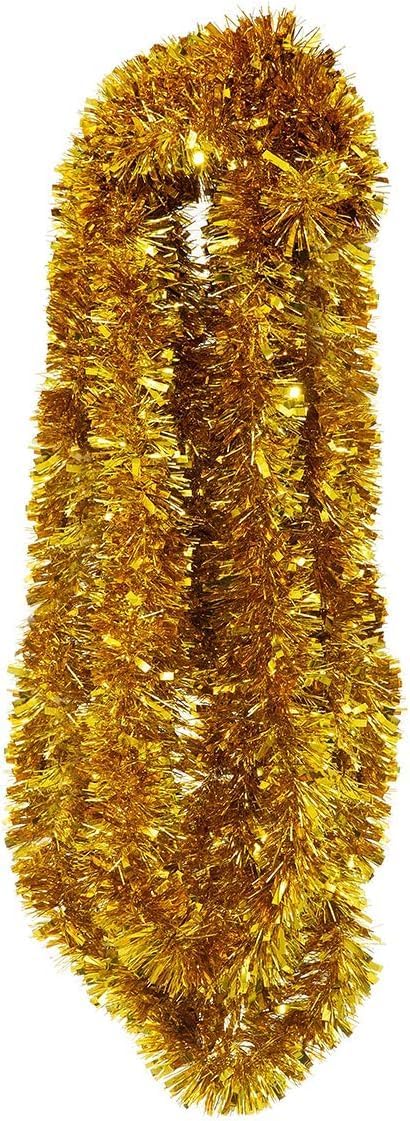 Crafare Gold Metallic Tinsel Garland 40 Feet Twist Garland Ceiling Hanging for Holiday Christmas Tree Decorations Wedding Birthday Party Supplies