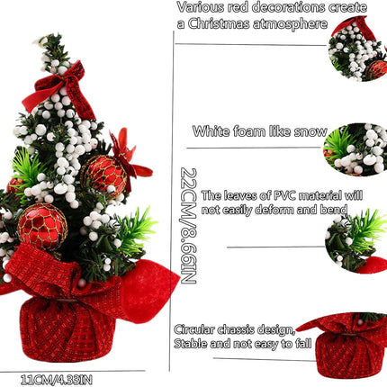 Mini Christmas Trees,3pcs Tabletop Christmas Tree 8.66"Small Xmas Tree Decorations Dining Room Ornaments Tiny little Artificial Christmas Tree fo Kitchen, Office, Room,Table Cafe, Bar (Linen)