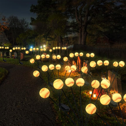 Christmas Decorations Solar Garden Lights Outdoor,2Pack 12LED Baseball Decor Swaying Firefly Lights Waterproof Solar Christmas Pathway Lights for Outside Patio Yard Lawn Walkway Decorations