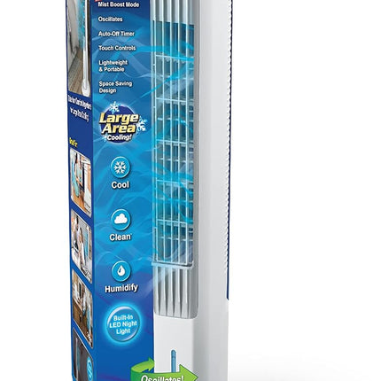 Arctic Air Tower+ Indoor Evaporative Cooler With Oscillating And Quiet Fan Function, AutoOff Timer, 4 Fan Speeds, Led Night Light