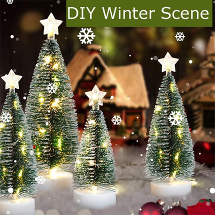 3pcs Flickering Christmas Candles Battery Operated,Xmas Tree Shaped Candles with Light Strings,Ornaments Tree DIY Set for Christmas Party Thanksgiving Fall Home Decorations