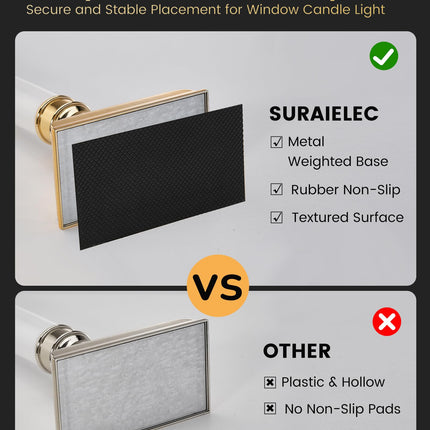SURAIELEC 6 Pack Plug-in Window Candles, Dusk-to-Dawn Window Lights with Gold Candle Holders, Flameless Candlesticks for Christmas Window, Mantel, Dining Table, Gloss Gold, UL Listed