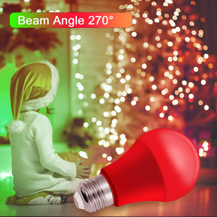 Red Light Bulbs Green Light Bulbs, [4 Pack] A19 LED Red and Green Bulbs, Christmas Light Bulbs, 60W Equivalent 9W, E26 Red Green Porch Light Bulb Outdoor for Christmas, Party, Home Lighting