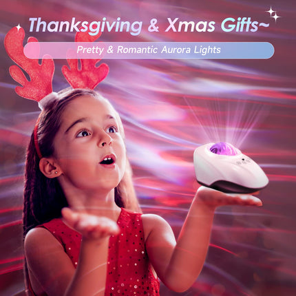 Northern Lights Projector with 8 White Noises, 128 Lighting Effects+Bluetooth Speaker Northern Lights Projector,Remote+AUTO Timer+360° Rotating Aurora Northern Lights Projector,Teenage Girl s XMAS