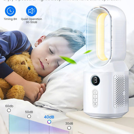 Let'Me Desk Fan, 106° Oscillating Fan For Indoors,Bladeless Fan With 3 Speeds, Small Office Fan With Led Light, 13 Inch Personal