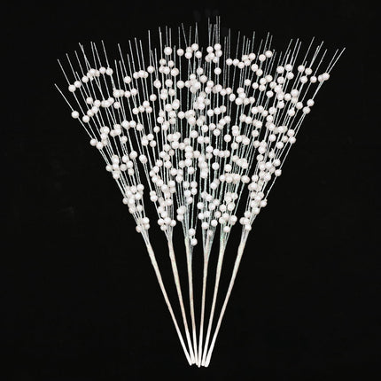 BLEUM CADE 6 Pack White Christmas Tree Decorations, 16" Glitter Berry Stems Ornaments, Christmas Picks Sticks for Christmas Tree Topper Filler Vase DIY Home Decor