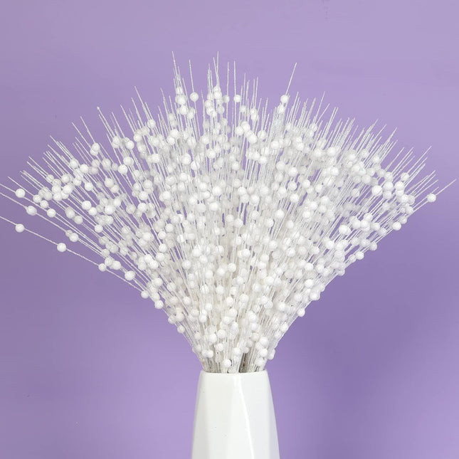Joyhalo 24 Pack Christmas Tree Picks and Sprays, Christmas Tree Filler Decorations, Christmas Glitter Berry Stem Ornaments, Glittery Twigs, Picks, Branches for Christmas Tree, White