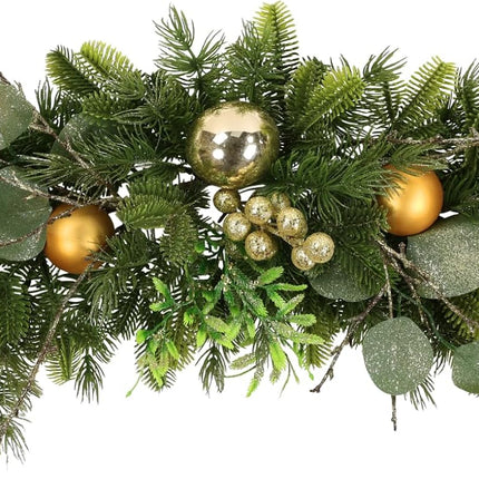 HEBE Christmas Swags 25" Artificial Christmas Decorative Swag Xmas Mailbox Swag Christmas Wreath with Red Berries Pine Cone Farmhouse Christmas Hanging Decorations for Indoor Outdoor Use
