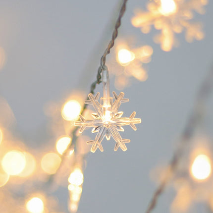 WATERGLIDE 2 Pack Christmas Snowflakes Lights, 50LED 24FT Outdoor Xmas Decorative String Lights, 8 Lighting Modes & Timer, Battery Operated Waterproof for Bedroom Party Garden Home Decor, Warm White
