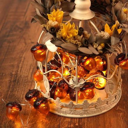 KAiSnova 3D Acorn Fall Decor Harvest String Lights Battery Powered with Remote and Timer 10ft 30 LEDs Thanksgiving Decorations Lights for Home Party Autumn Christmas Tree Lights