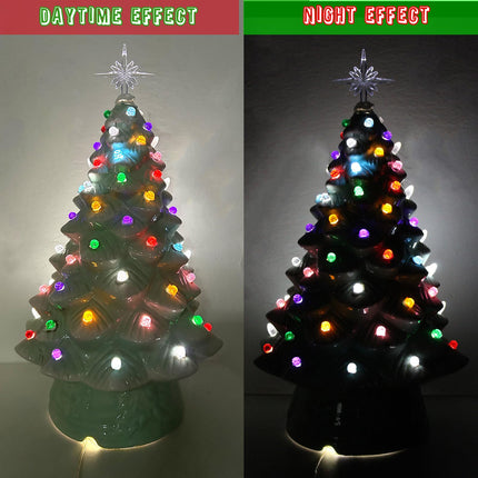 KonohaELF®Globe Pinlites Bulbs for Replacement Ceramic Christmas Tree- Round Faceted Globe Lights Ornaments, Crystal Clear (140 Pack ＆3 Plastic Topper)