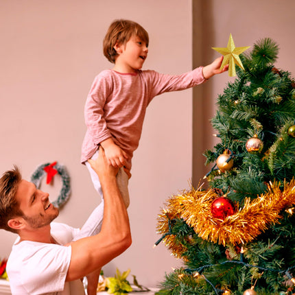 Glitter Mini Christmas Tree Topper, Small Christmas Tree Decoration Treetop for Christmas Tree Party Holiday Home Decor (Gold/Silver, 2.36Inch/ 4.33Inch)