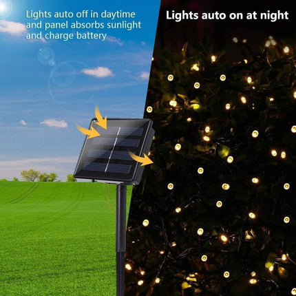Solar String Lights, 72Ft 200 LED, Waterproof Outdoor, 8 Modes, String Lights for Garden, Yard, Wedding, Party (Warm White)