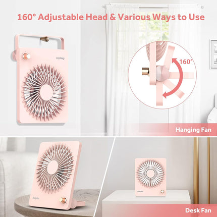 Easyacc Portable Desk Fan Desktop Fan, 3350 Battery Operated Fan 6Inch Foldable Travel Fan UltraQuiet StepLess Speed Control