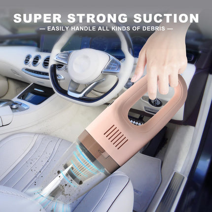 Portable Handheld Vacuum Cleaner Cordless, Cleaner For Dirt Home Pet Hair, Car Interior Dust, Power Suction Lightweight Stylish Hand Vacuum Pink