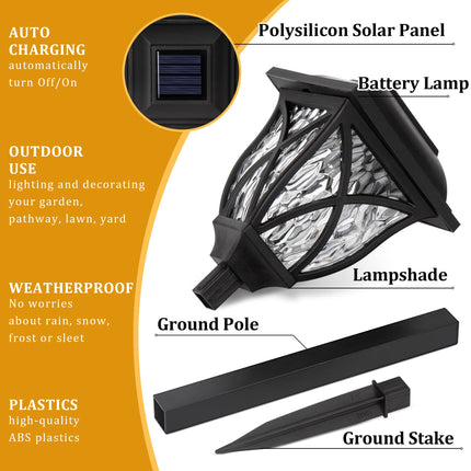 GIGALUMI Solar Lights Outdoor Waterproof, 6 Pack LED Solar Garden Lights, Solar Lights for Outside, Garden Decor for Yard, Patio, Landscape, Planter, Walkway (Warm White)