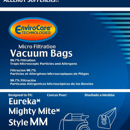 Envirocare Micro Filtration Vacuum Cleaner Dust Bags Made To Fit Eureka Style Mm Eureka Mighty Mite 3670 And 3680 Series Canisters 3 Pack