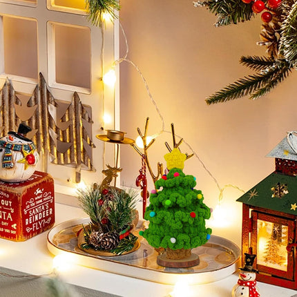 Crochet Christmas Tree, Handmade Crochet Tree Winter Table Crochet Christmas Tree with Wooden Base Crochet Xmas Tree for Shop Holiday Home Office Decor