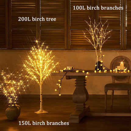 Fudios Lighted Birch Tree 4ft 200 LED Fairy Lights Christmas Twig Trees with Lights for Outdoor Inside Decoration