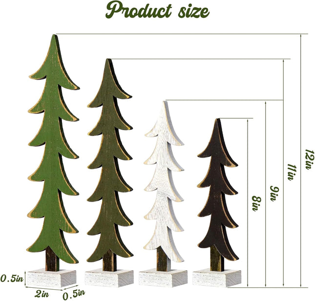 Christmas Decorations Indoor, 3Pcs Rustic Wooden Christmas Trees Tabletop Decorations,Black, White, Natural Green Color Home Decor for Home Office Farmhouse Centerpieces Original