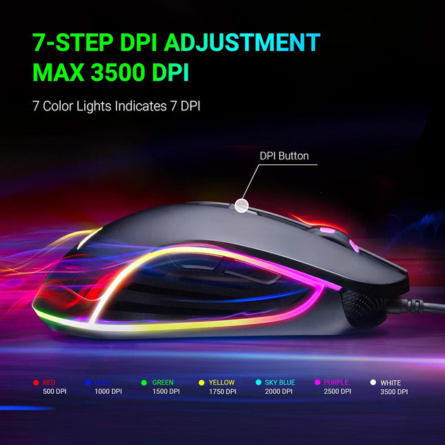 AM6 AM8 Gaming Mouse 4Dpi Levels (800, 1600, 2400, 3200) I Programmable Buttons I Wired Ergonomic USB Mouse (M30)