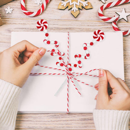 16 PCS Christmas Curly Pick Red White Christmas Ornament 11.7 Inch Candy Shape Christmas Tree Picks Christmas Tree Decorations for Xmas Tree Topper Xmas Party Supplies Home Vase Party Ornaments