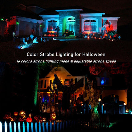 Color LED Outdoor Landscape Spotlight with Strobe Lighting - Waterproof Remote Spot Lights for Yard Tree House Halloween Christmas Lighting, 120V 10W