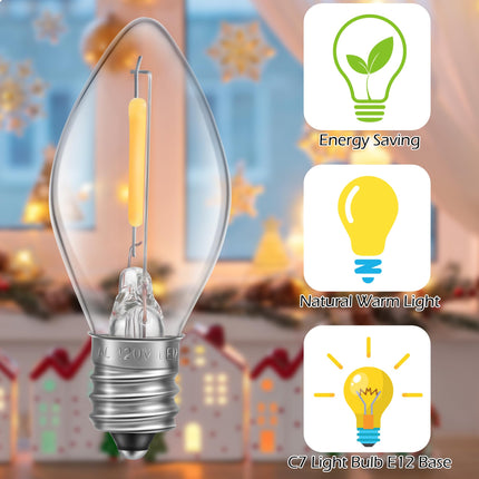 Meonum Accessory Cord with 9 LED Light Bulb, 16.4Ft C7 Christmas Village Lights Cord with Clip, Blow Mold Lights for Halloween Christmas Village Houses, Pumpkin Skeleton Holiday Decoration (Black)