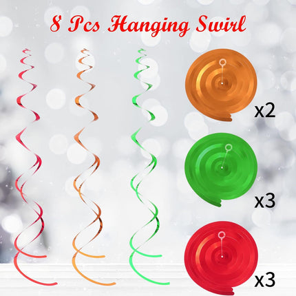 52 Pcs Christmas Gingerbread Man Party Hanging Swirl Decorations, Merry Gingerbread Man Snowflake Christmas Tree Ceiling Hanging Streamers Swirl for Xmas Winter Year Holiday Party Supplies