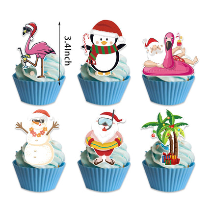 32 Pieces July Christmas Party Supplies Including Tropical Christmas Party Banner July Summer Latex Balloon Printed Santa Flamingo Tropical for Hawaiian Beach Party Summer Holiday Party Supplies