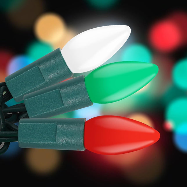 C3 Christmas String Lights - 100 LED 39Ft Outdoor Smooth Bulb Light with Timing Function, Extendable, 8 Modes Fairy Lighting for Garden Holiday House Xmas Garland Christmas Tree Decorations