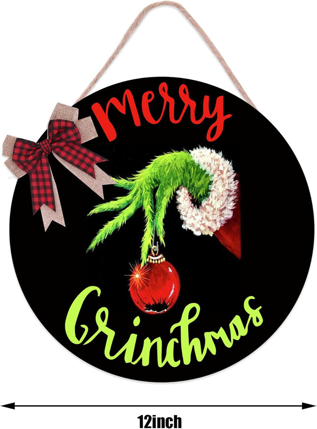 Christmas Wooden Door Hanger Holiday Hanging Sign Decor Door Decorations Outdoor Indoor Wall Decor for Christmas Party Supplies Favors