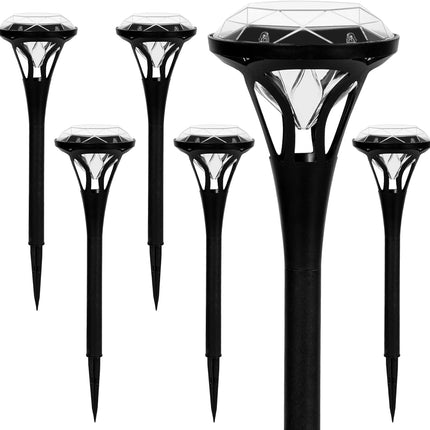 Solpex 6 Pack Diamond Solar Pathway Lights, Bright 5 Led Solar Lights Outdoor Waterproof, Up To 12 Hours Of Lighting Auto On/Off