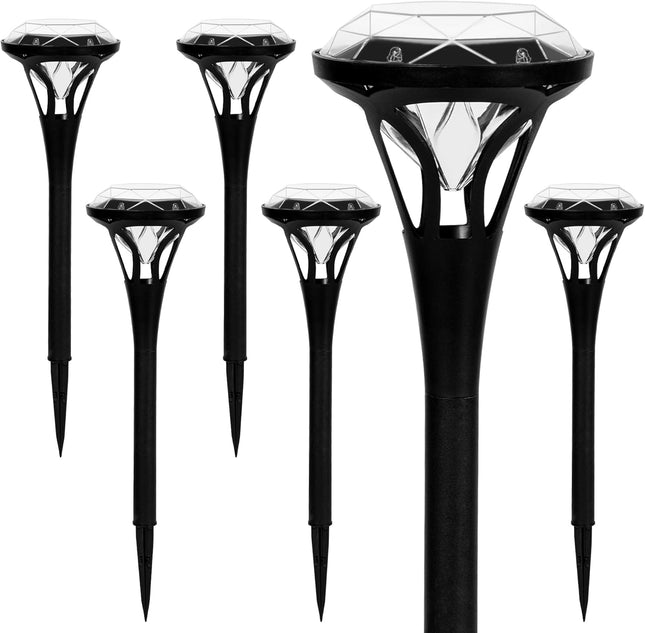 Solpex 6 Pack Diamond Solar Pathway Lights, Bright 5 Led Solar Lights Outdoor Waterproof, Up To 12 Hours Of Lighting Auto On/Off