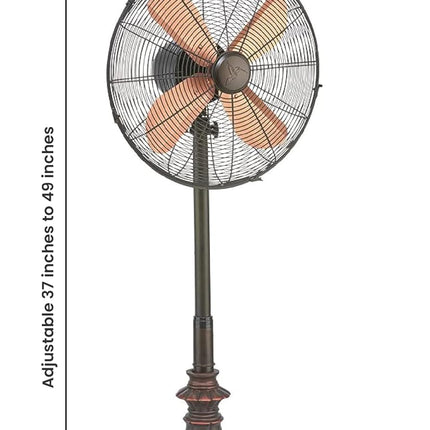 Decobreeze Pedestal Standing Fan, 3 Speed Oscillating Fan With Adjustable Height, Kipling, Antique Fan, 16 Inches