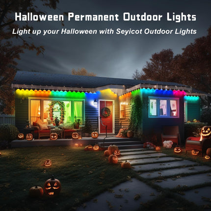 Permanent Outdoor Lights, Smart RGB Outdoor Lights with Remote & APP Control,100ft with 60 LED Eaves Lights 75 Scene Modes IP67 Waterproof for Christmas, Halloween Decor, Outdoor Decor