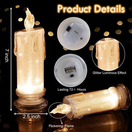 6 PCS Christmas Warm White LED Flameless Candles - Flickering Ramadan Decorative Pillar Candles Battery Operated Candles with Light for Home Christmas Wedding Birthday