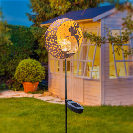 Tryme Fairy Garden Solar Lights Moon Star Glass Globe Pathway Stake Light Metal Fairy Decor Outdoor Decorative Lights Waterproof for Patio, Yard, Lawn