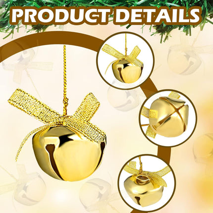 cotte 2 Boxes Christmas Bells Gold Sleigh Bells Xmas Small Brass Bells for Crafts Bell Ornaments Metal Bells for Christmas Tree Wreath Ornaments Door Knob Wedding Festival Decoration (1.18 Inch)