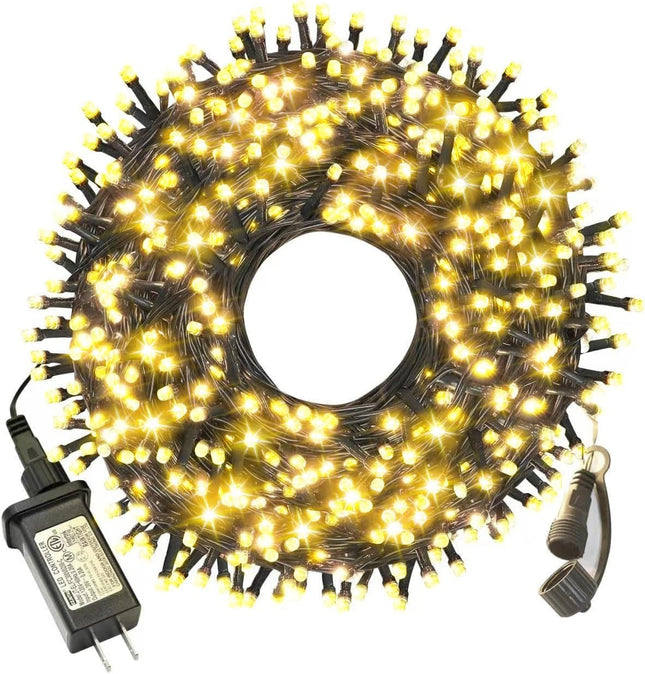 Christmas Lights Outdoor, 105FT 300 LED Christmas Tree Lights Indoor with 8 Modes, End-to-End Plug, UL , Waterproof Fairy String Lights for Xmas Tree Decorations Garden Party(Warm White)